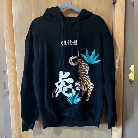 Blind Rooster Black Tiger Sweatshirt Hoodie Size Large